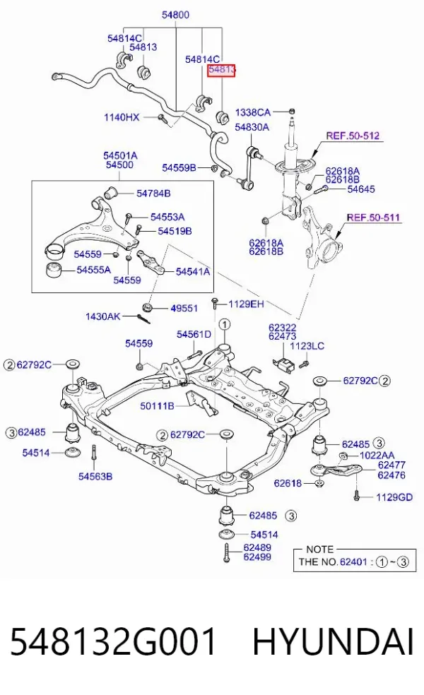 Buje de barra estabilizadora delantera 548132G001 Hyundai/Kia