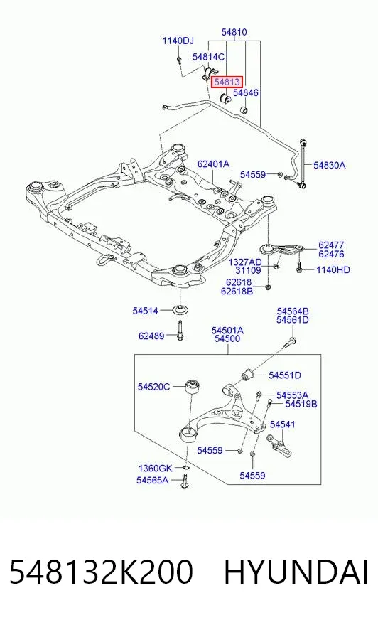Buje de barra estabilizadora delantera 548132K200 Hyundai/Kia