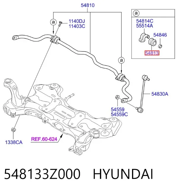 Buje de barra estabilizadora delantera 548133Z000 Hyundai/Kia