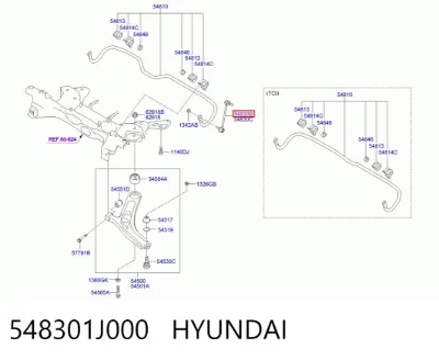 Bieleta estabilizadora delantera izquierda HYUNDAI 548301J000