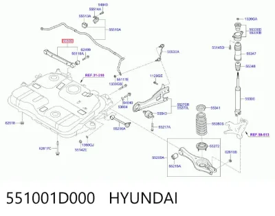 Brazo superior de suspensión trasera izquierdo/derecho HYUNDAI 551001D000