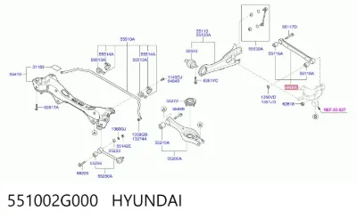 Brazo superior de suspensión trasera izquierdo/derecho HYUNDAI 551002G000