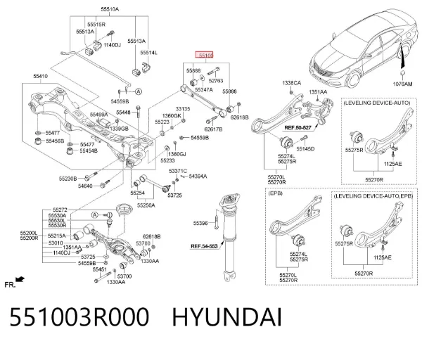 Barra transversal de la suspensión trasera 551003R000 Hyundai/Kia
