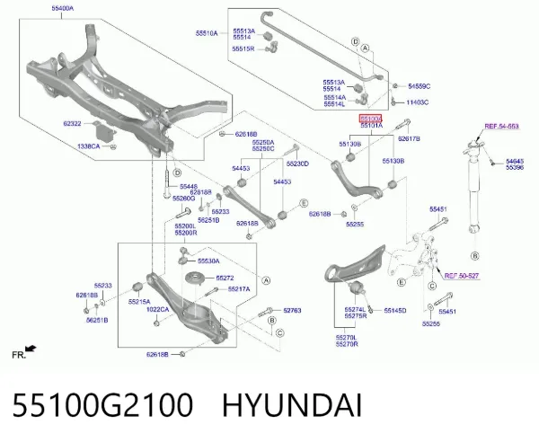 Brazo superior izquierdo de la suspensión trasera 55100G2100 Hyundai/Kia