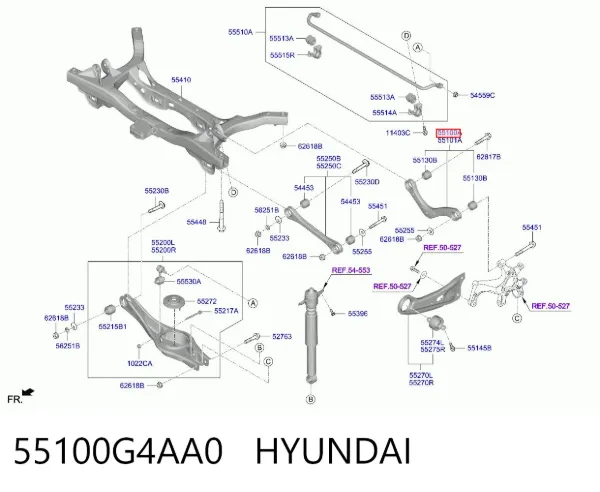 Brazo superior izquierdo de la suspensión trasera 55100G4AA0 Hyundai/Kia