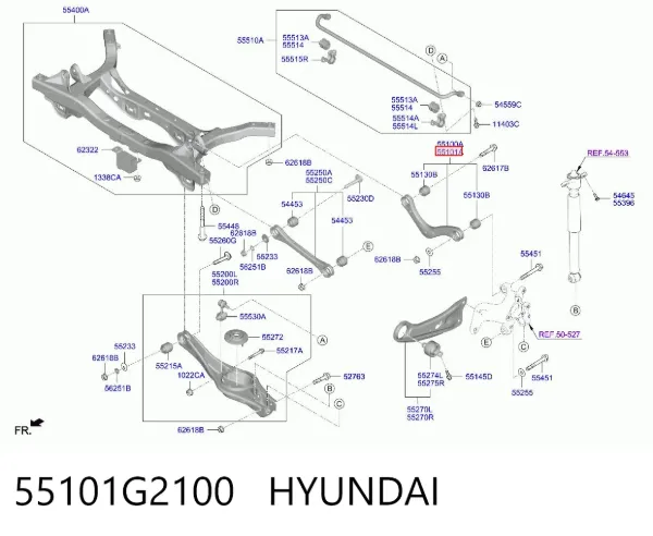 Brazo superior derecho de la suspensión trasera 55101G2100 Hyundai/Kia