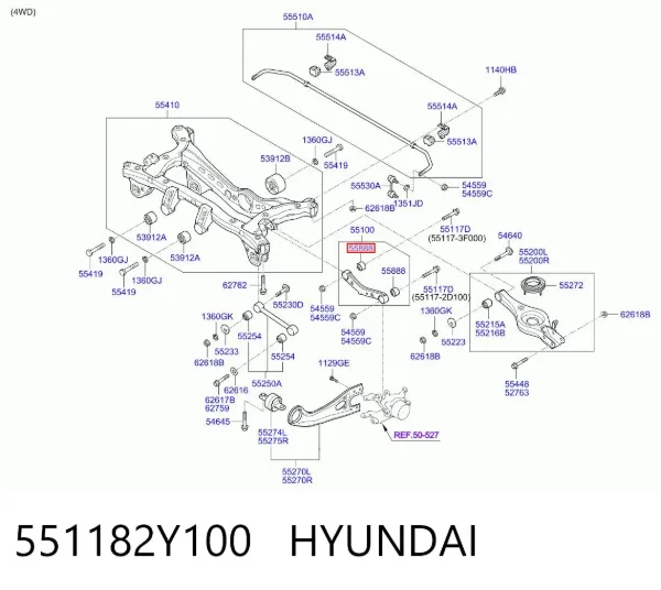 Silentblock de brazo transversal de suspensión trasera 551182Y100 Hyundai/Kia