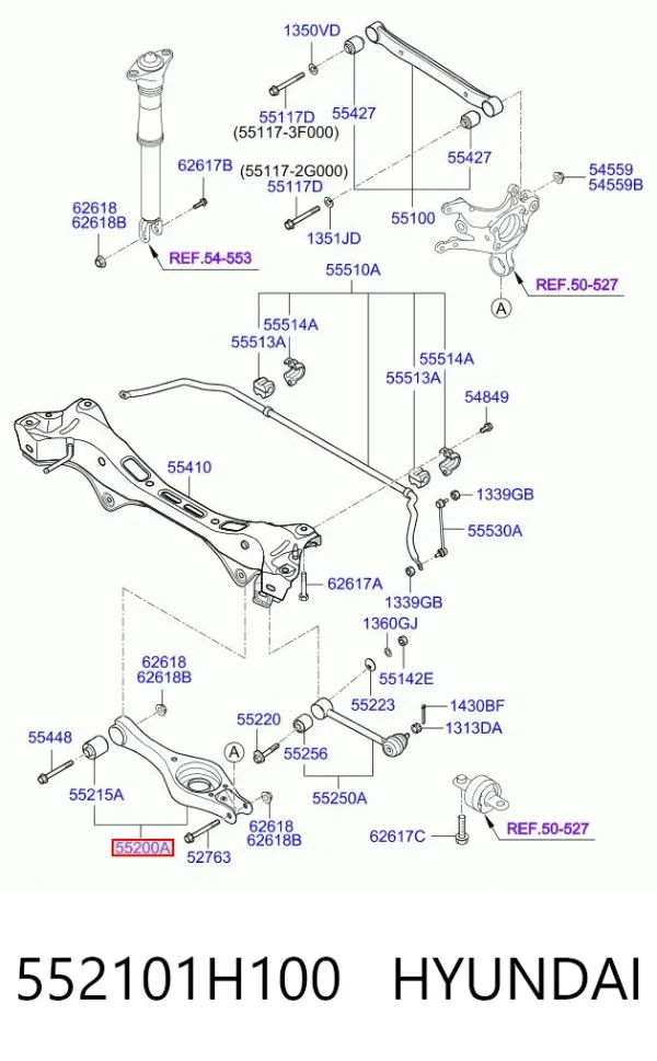 Brazo inferior trasero izquierdo/derecho 552101H100 Hyundai/Kia