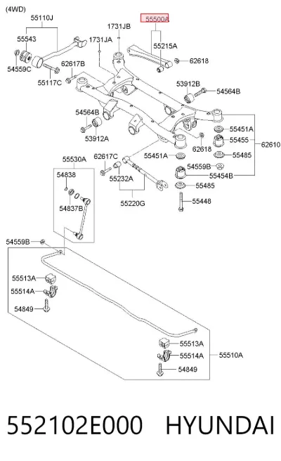 Brazo transversal de suspensión trasera HYUNDAI 552102E000