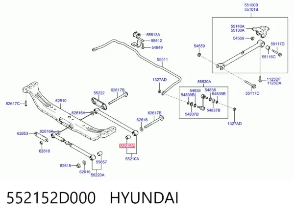 Silentblock de brazo transversal de suspensión trasera 552152D000 Hyundai/Kia
