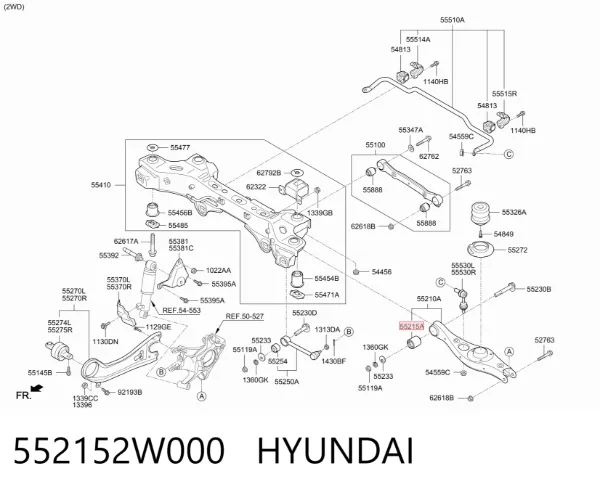 Buje del brazo inferior trasero 552152W000 Hyundai/Kia