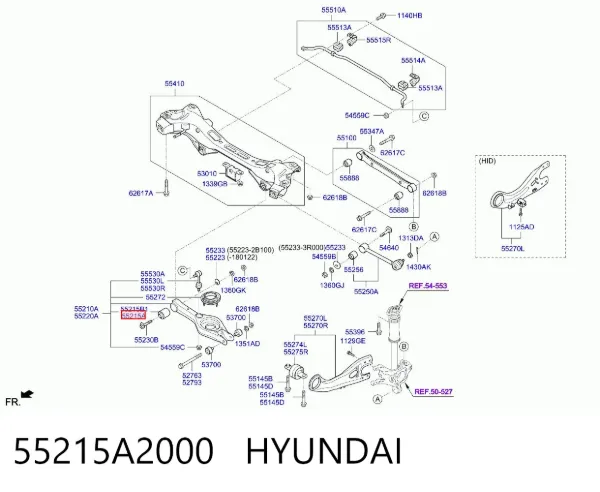 Buje interior del brazo transversal trasero 55215A2000 Hyundai/Kia