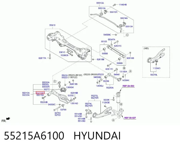 Buje interior del brazo transversal trasero 55215A6100 Hyundai/Kia