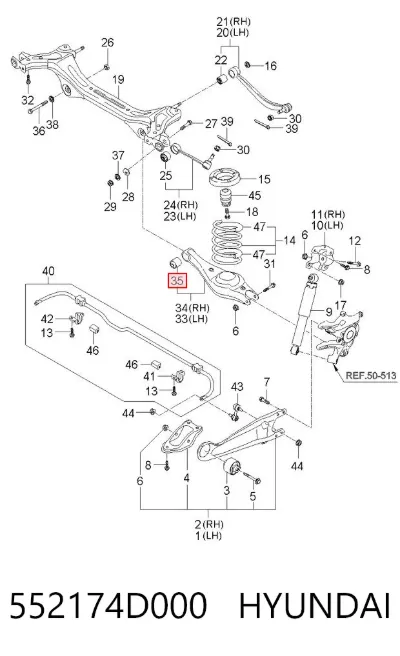 Buje del brazo inferior trasero HYUNDAI 552174D000