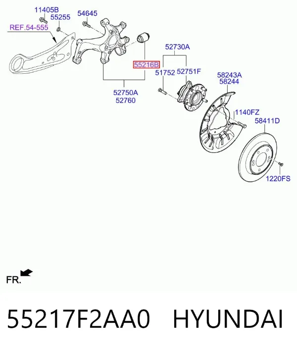Buje de mangueta trasera 55217F2AA0 Hyundai/Kia