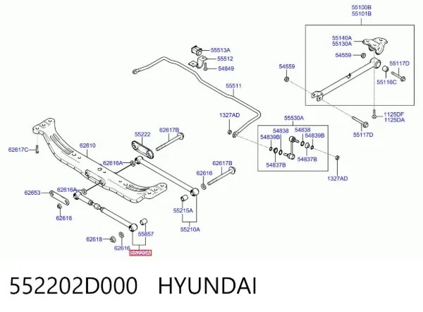 Barra transversal de la suspensión trasera 552202D000 Hyundai/Kia