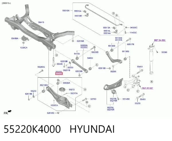 Brazo de suspensión trasero inferior derecho 55220K4000 Hyundai/Kia