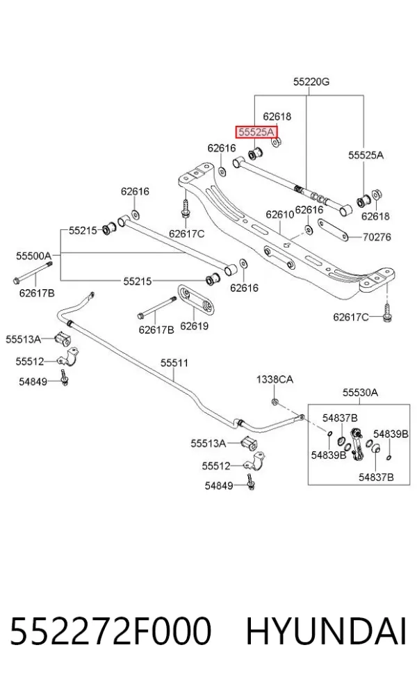 Silentblock de brazo transversal de suspensión trasera 552272F000 Hyundai/Kia