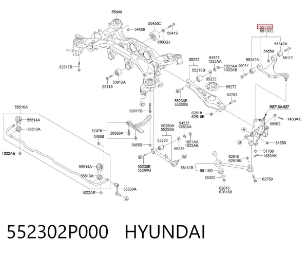 Brazo superior izquierdo de la suspensión trasera 552302P000 Hyundai/Kia