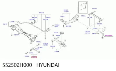 Barra transversal de la suspensión trasera HYUNDAI 552502H000