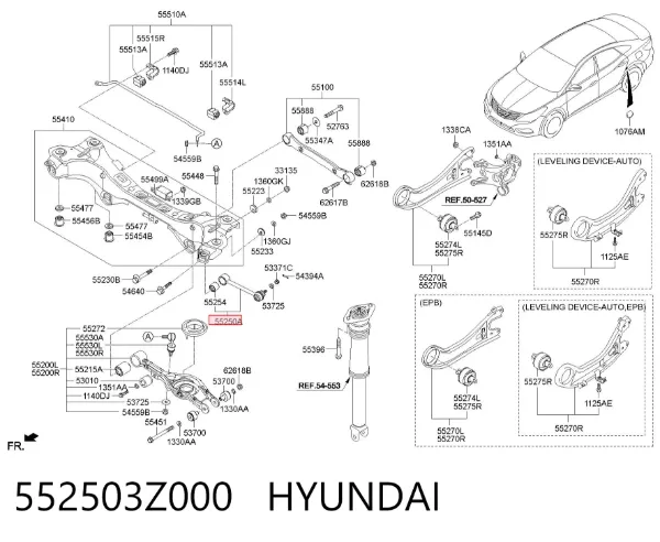 Barra transversal de la suspensión trasera 552503Z000 Hyundai/Kia