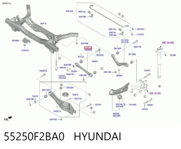 Barra transversal de la suspensión trasera 55250F2BA0 Hyundai/Kia