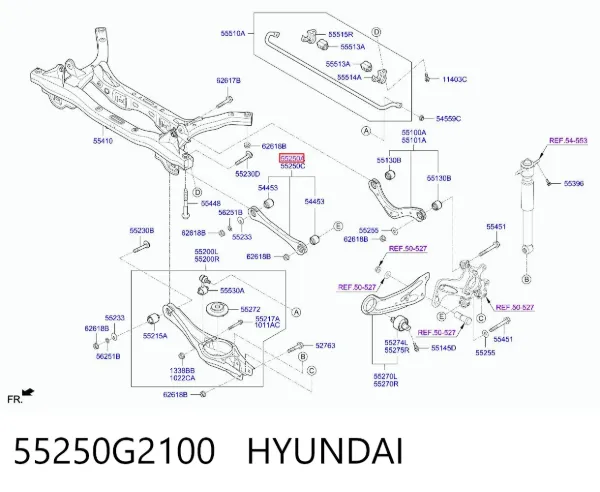 Barra transversal reactiva de la suspensión trasera 55250G2100 Hyundai/Kia