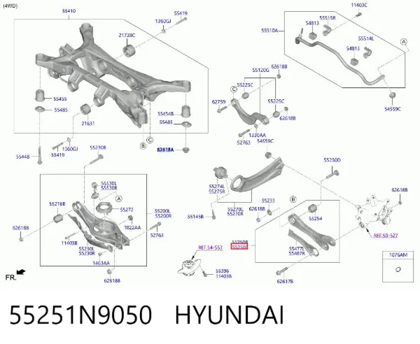 Brazo transversal derecho de suspensión trasera 55251N9050 Hyundai/Kia