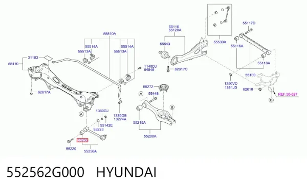 Buje interior del brazo transversal trasero 552562G000 Hyundai/Kia