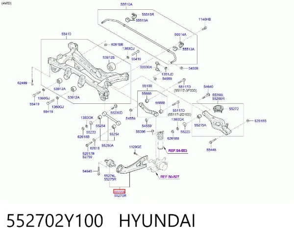 Barra oscilante, suspensión de ruedas, trasera izquierda 552702Y100 Hyundai/Kia
