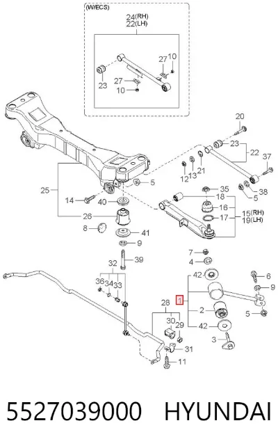 Barra longitudinal de suspensión trasera HYUNDAI 5527039000