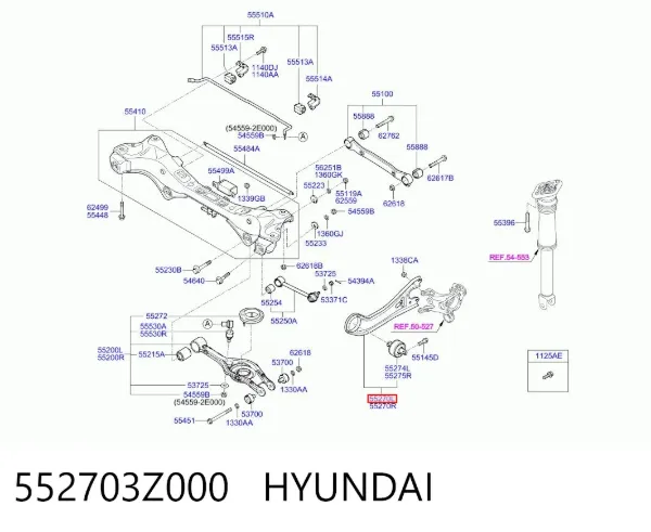Barra oscilante, suspensión de ruedas, trasera izquierda 552703Z000 Hyundai/Kia