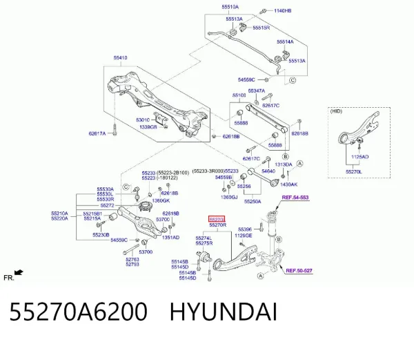 Barra oscilante, suspensión de ruedas, trasera izquierda 55270A6200 Hyundai/Kia