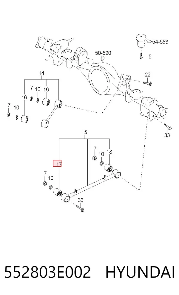 Buje del brazo longitudinal inferior trasero 552803E002 Hyundai/Kia