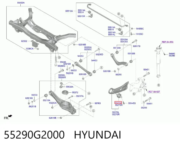 Buje del brazo longitudinal trasero 55290G2000 Hyundai/Kia
