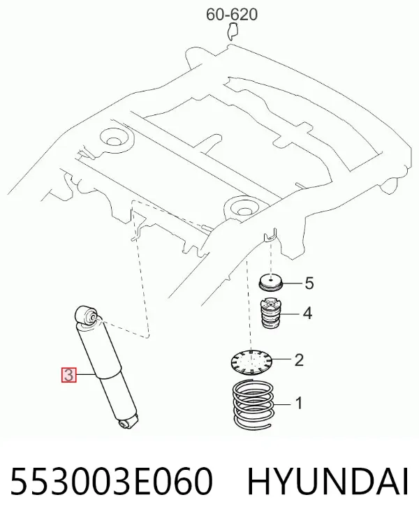 Amortiguador trasero 553003E060 Hyundai/Kia