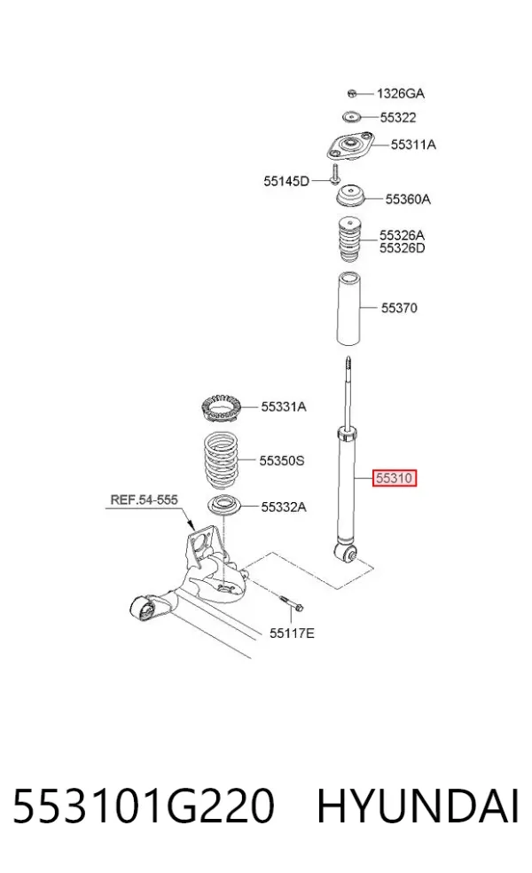 Amortiguador trasero 553101G220 Hyundai/Kia