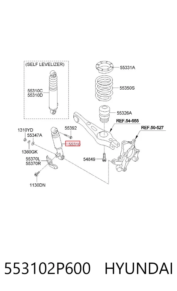 Amortiguador trasero 553102P600 Hyundai/Kia