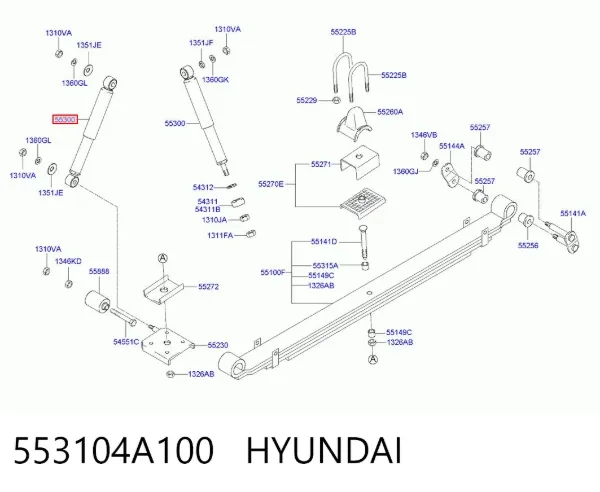 Amortiguador trasero 553104A100 Hyundai/Kia