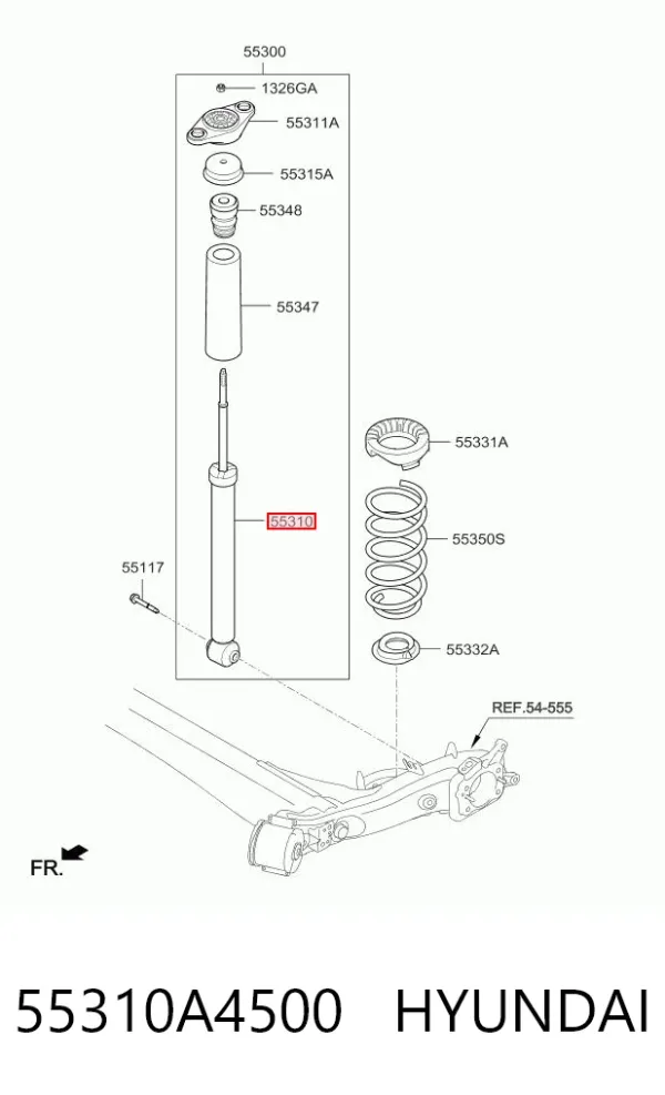 Amortiguador trasero 55310A4500 Hyundai/Kia