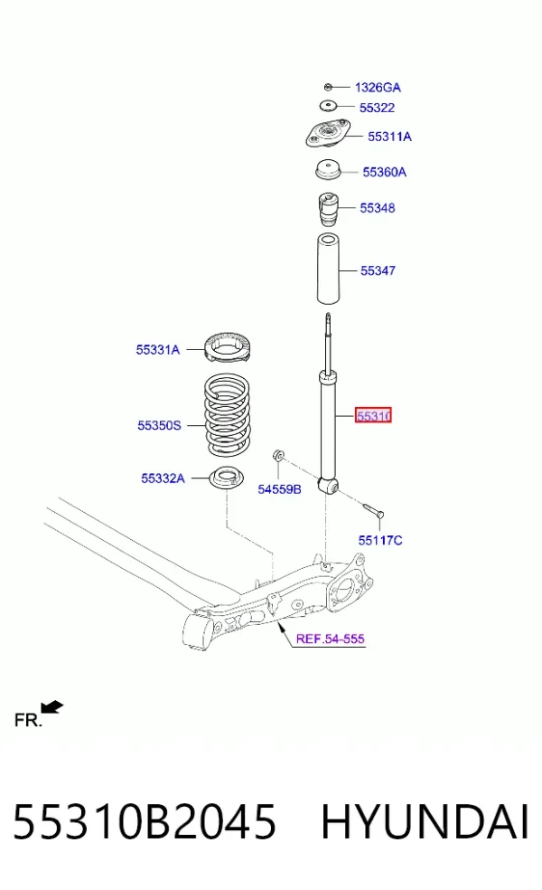 Amortiguador trasero 55310B2045 Hyundai/Kia
