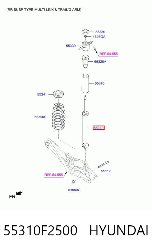 Amortiguador trasero 55310F2500 Hyundai/Kia