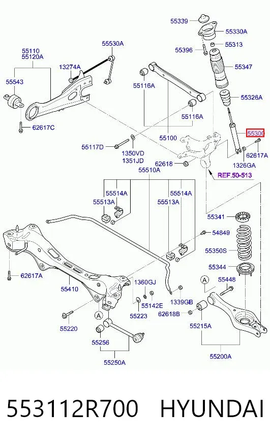 Amortiguador trasero 553112R700 Hyundai/Kia