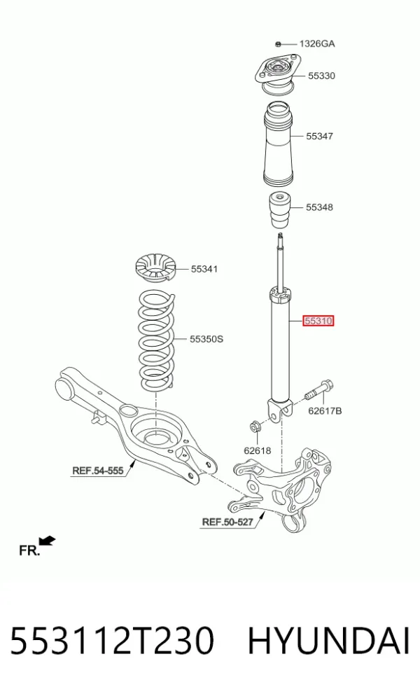 Amortiguador trasero 553112T230 Hyundai/Kia
