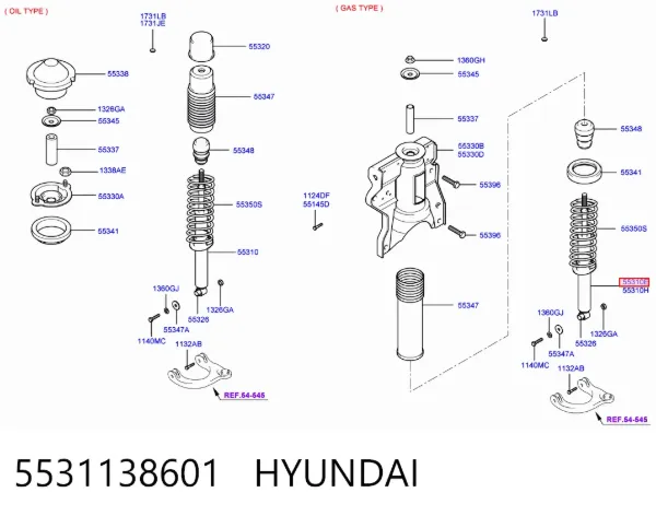 Amortiguador trasero 5531138601 Hyundai/Kia