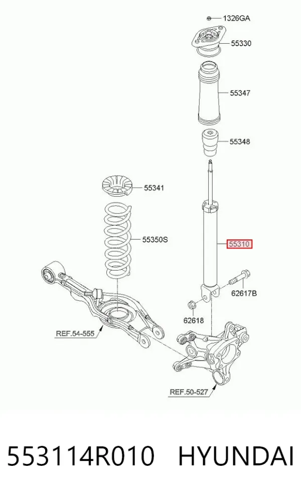 Amortiguador trasero 553114R010 Hyundai/Kia
