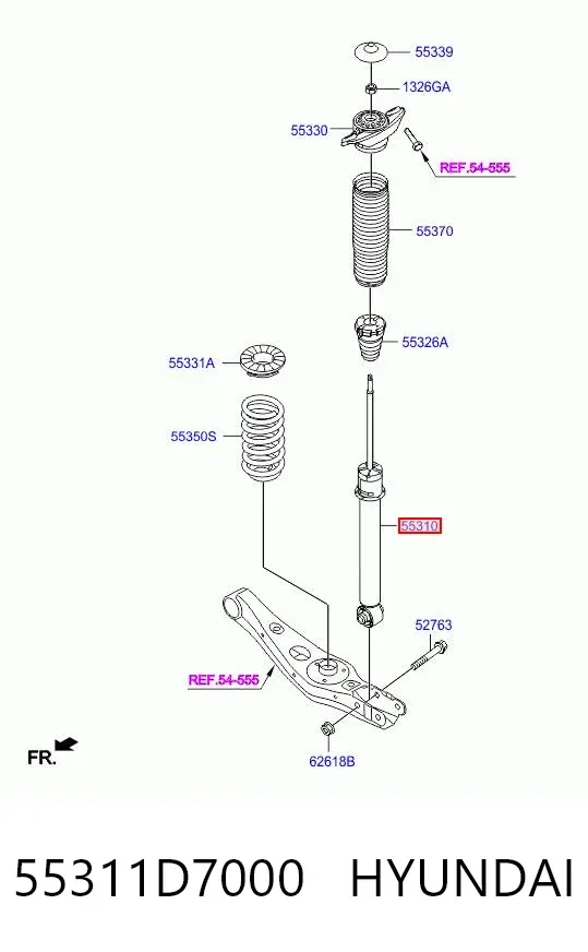 Amortiguador trasero 55311D7000 Hyundai/Kia