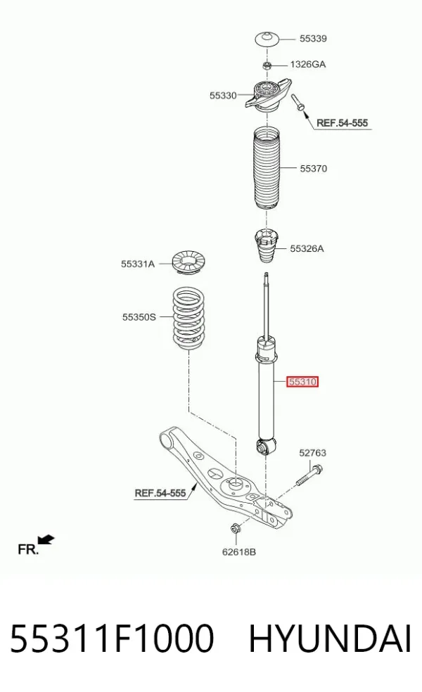 Amortiguador trasero 55311F1000 Hyundai/Kia