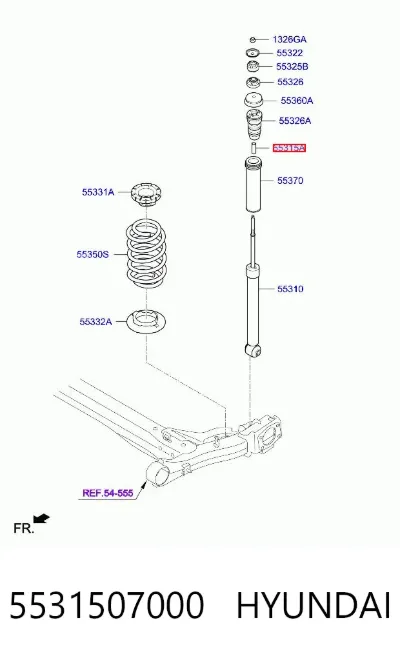 Buje de vástago de amortiguador trasero HYUNDAI 5531507000