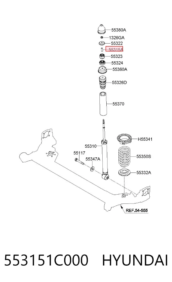 Buje de vástago de amortiguador trasero 553151C000 Hyundai/Kia